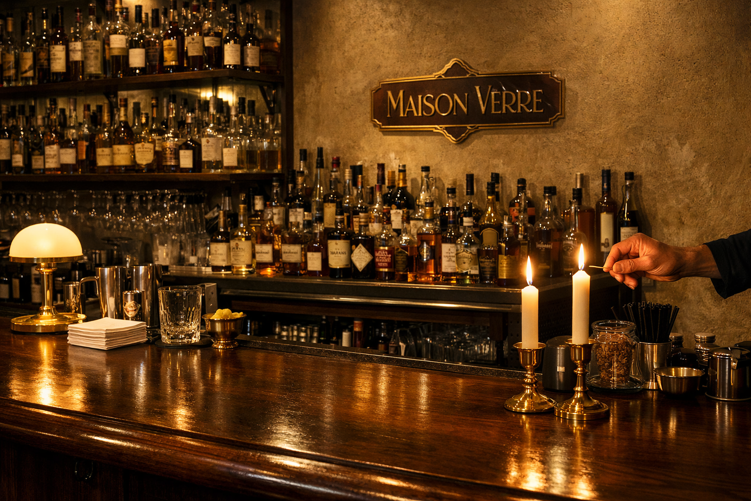 The bar at Maison Verre during evening service