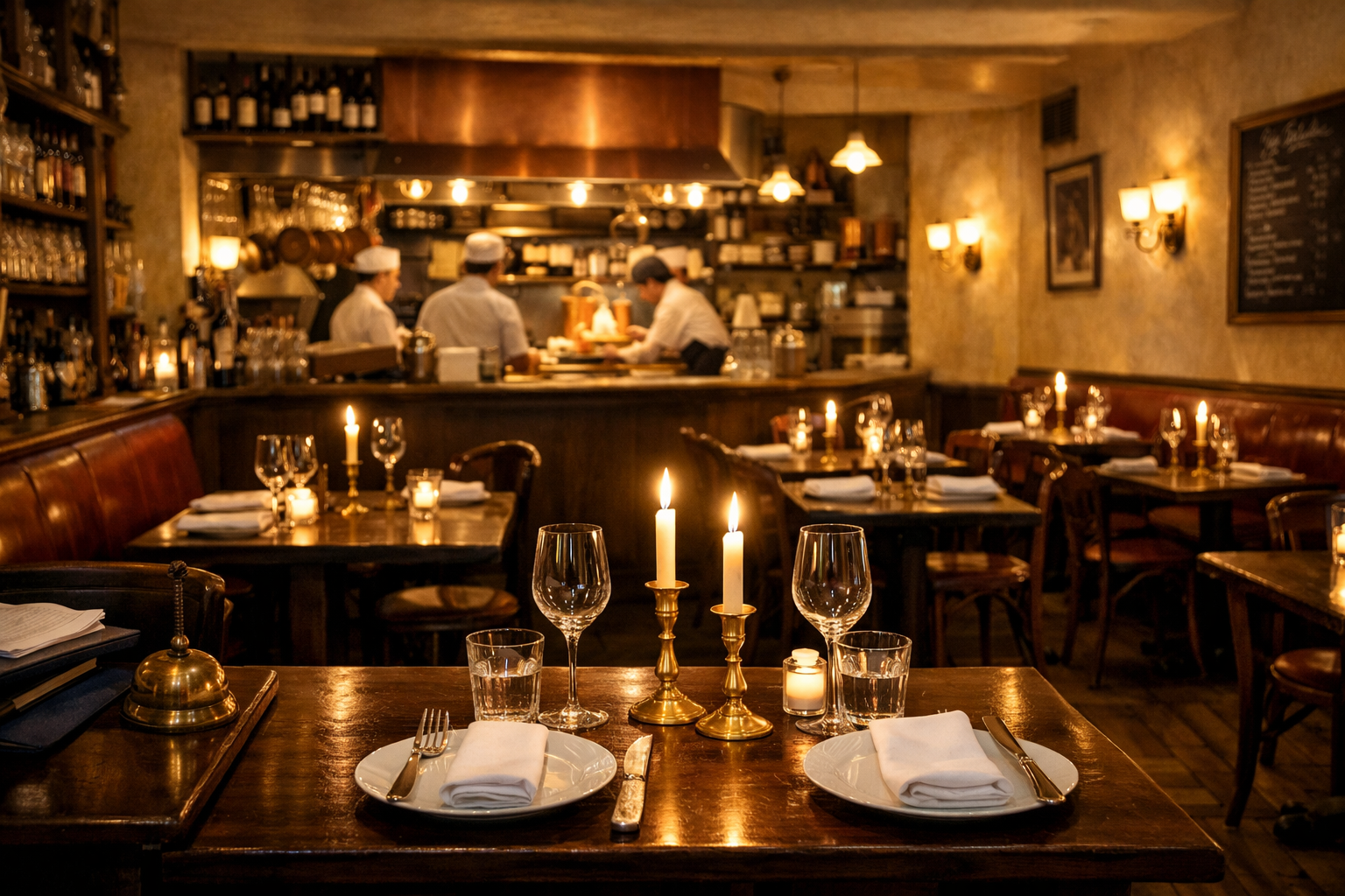 Candlelit dining room at golden hour