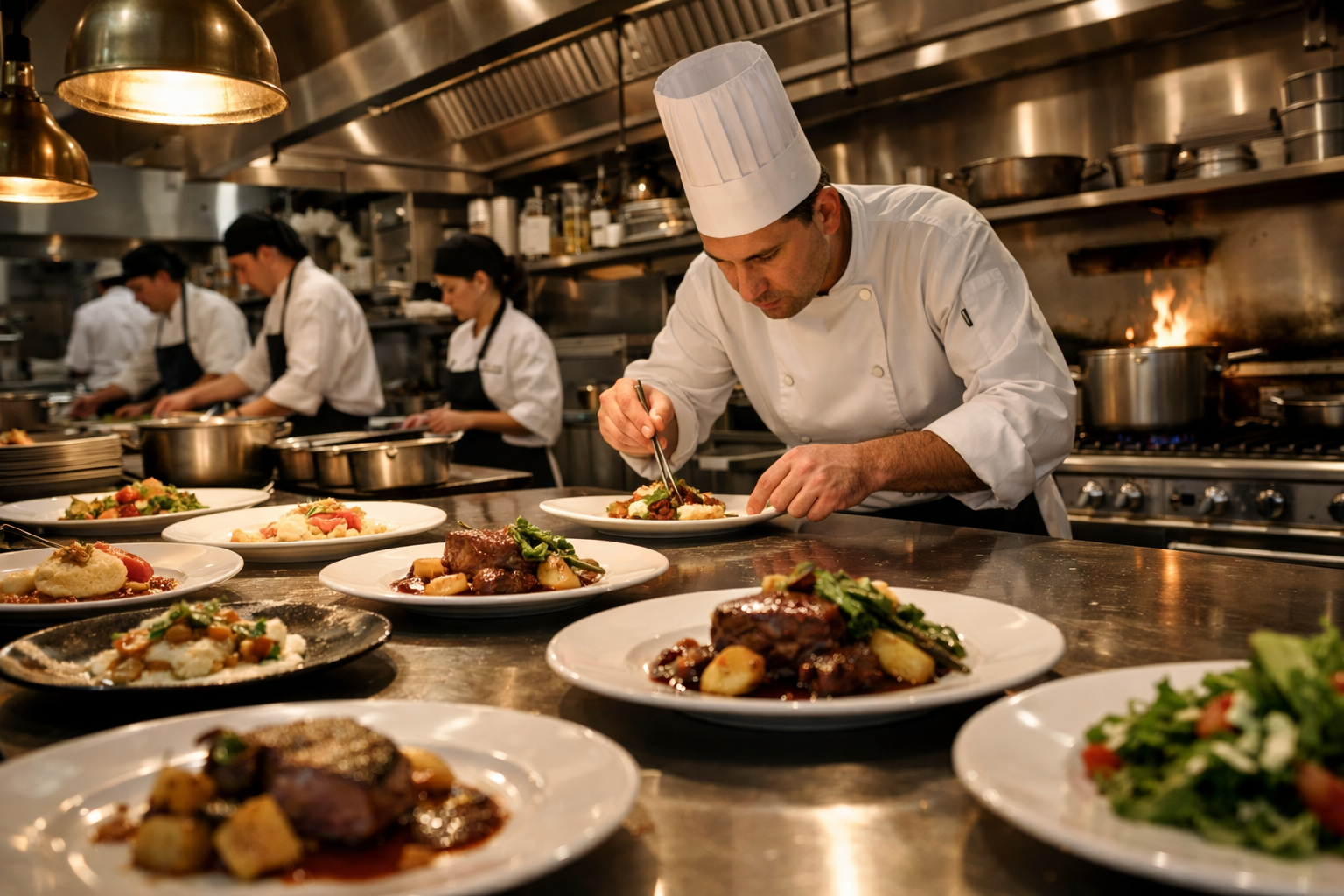 The open kitchen during evening service