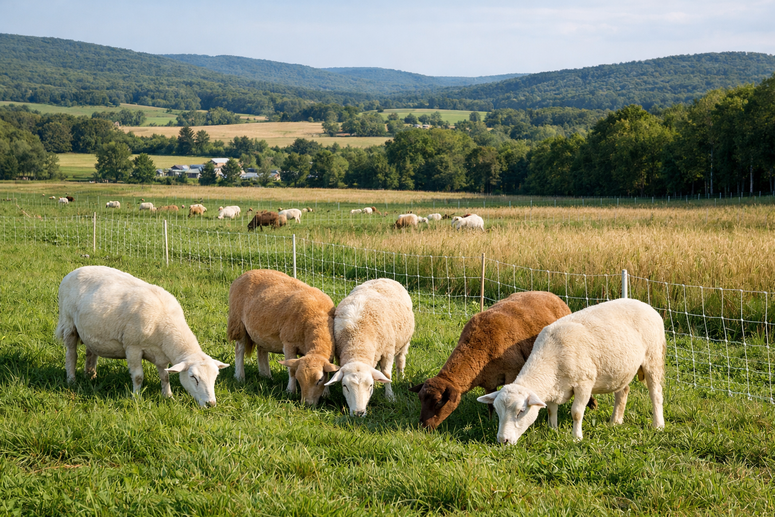 Lambs grazing at Highland Meadow Farm